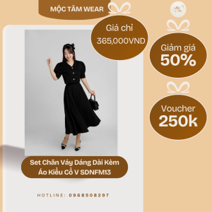 Set Chân Váy Dáng Dài Kèm Áo Kiểu Cổ V SDNFM13