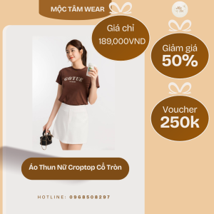 Áo Thun Nữ Croptop Cổ Tròn In Chữ GOTUE ATFM14